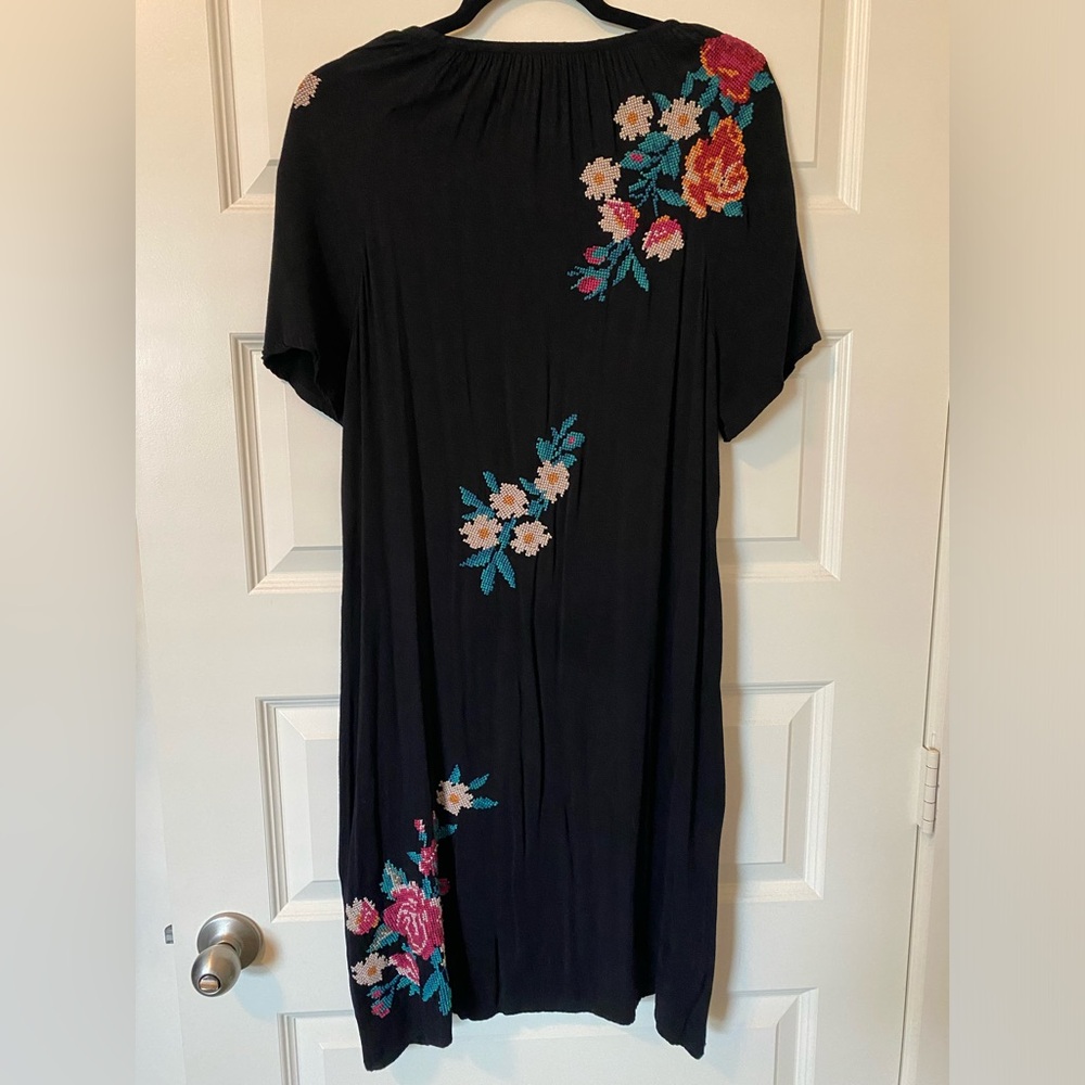 Johnny was black embroidered tunic dress